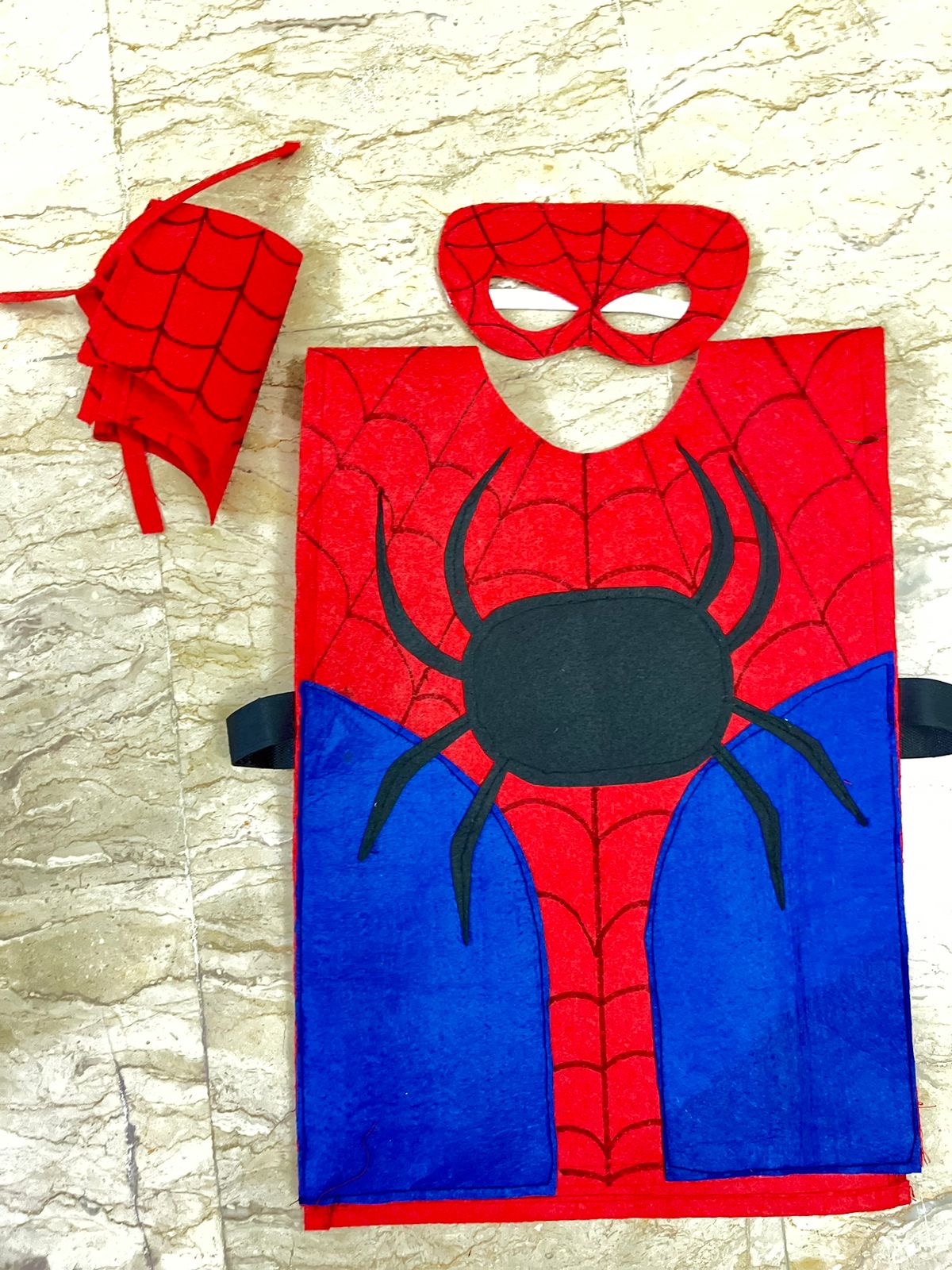 Spiderman Felt Costume for Kids or Adults | Handmade Dress Up | Soft Felt Straps | Wear Over Clothes or Jacket | Colorful Toddler Costume