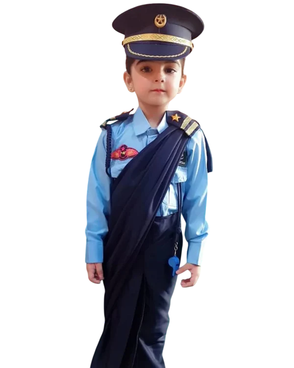 Airforce Sari Costume for Girls – Kids Army Fancy Dress Outfit