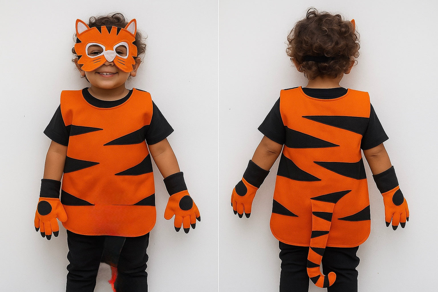 Tiger Costume // jacket, mask and paws// Handmade Costume // Kids wild animal costume / Adult bird costume - hunnybunny&co.