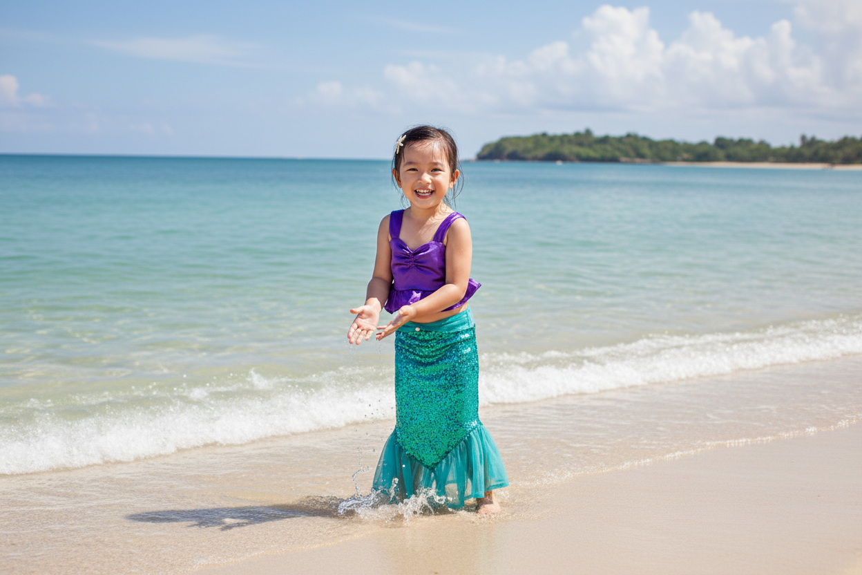 "Mermaid Princess Costume for Kids | Purple & Aqua Dress-Up Set "