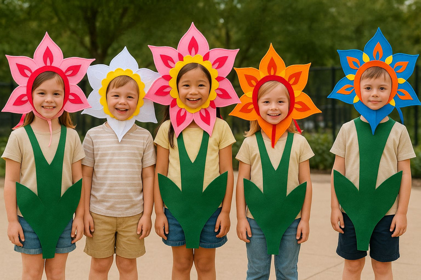 Flower Costume |Be a flower! |Flower headpiece and Leaf 'paws' |Handmade  | Select your colors