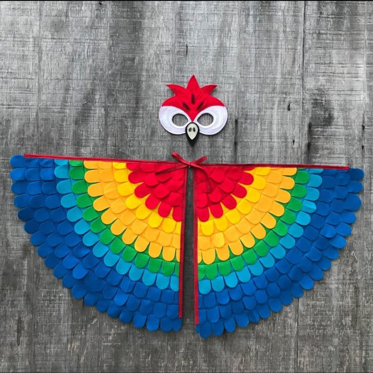 Parrot Costume // Wings and Mask // Handmade Costume // Kids bird costume / Adult bird costume