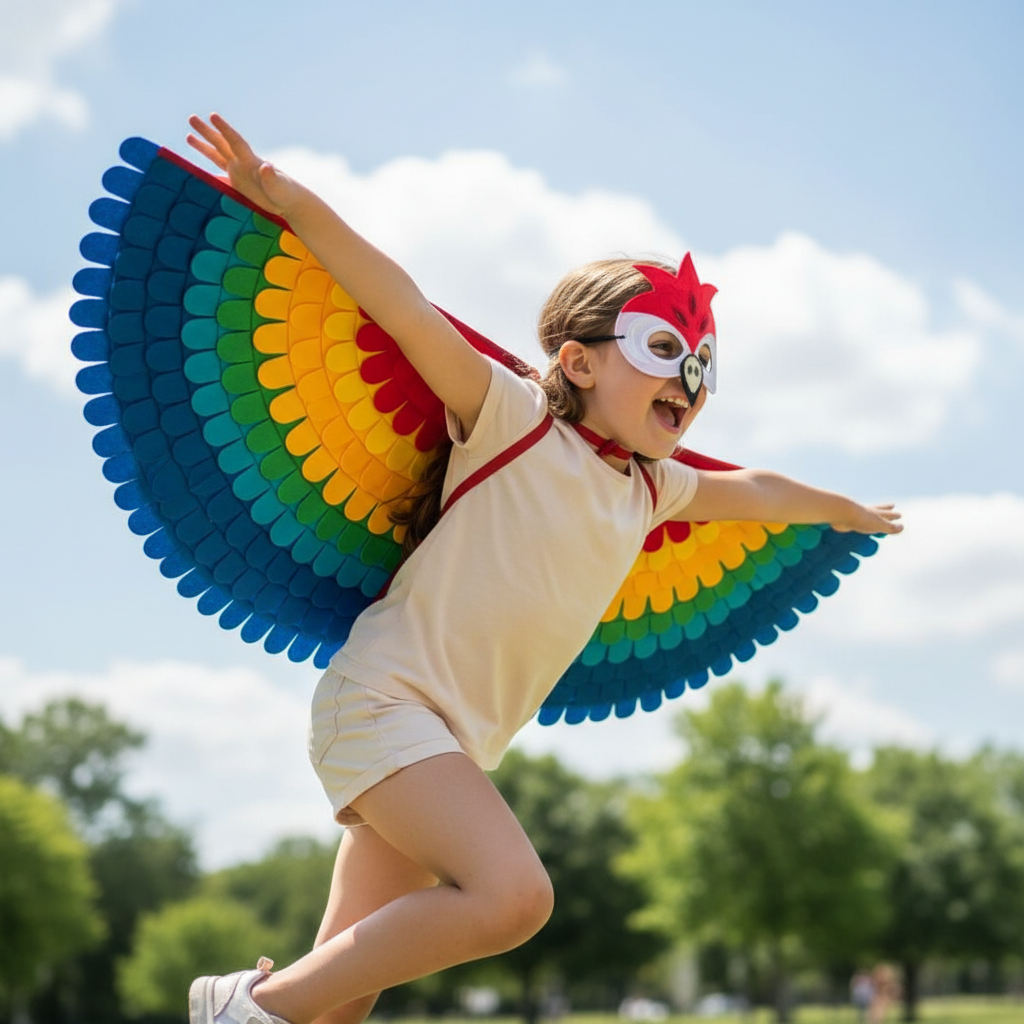 Parrot Costume // Wings and Mask // Handmade Costume // Kids bird costume / Adult bird costume