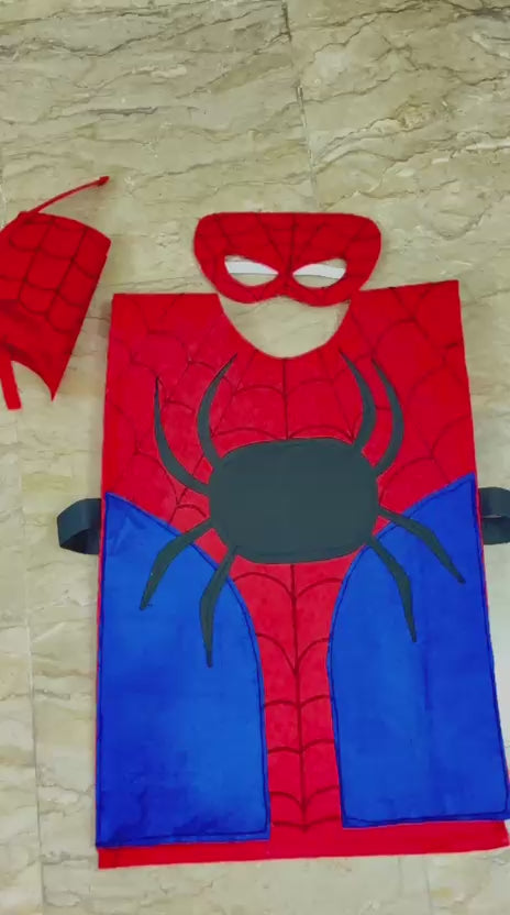 Spiderman Felt Costume for Kids or Adults | Handmade Dress Up | Soft Felt Straps | Wear Over Clothes or Jacket | Colorful Toddler Costume