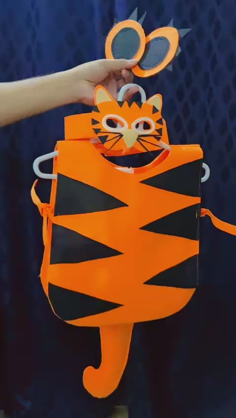 Tiger Costume // jacket, mask and paws// Handmade Costume // Kids wild animal costume / Adult bird costume